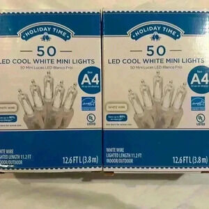LED‎ 50 Cool White Mini Christmas Lights 11.2'  Indoor Outdoor